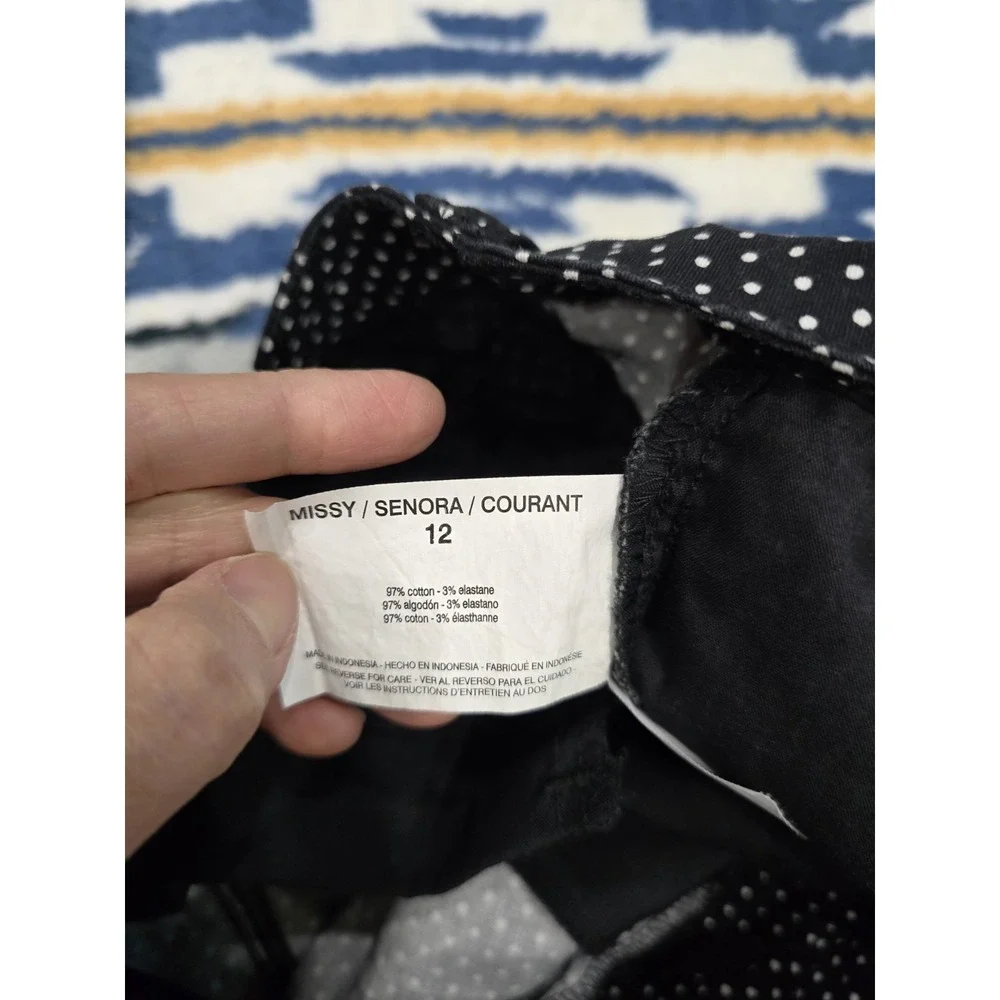 Gloria Vanderbilt Women's Size 12 Polka Dot‎ PHARA Missy Stretch SHORTS Black...